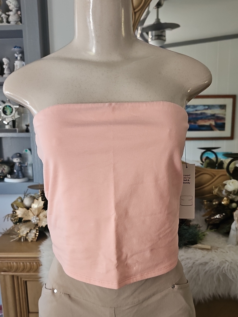 No Boundaries Women’s Strapless Tube Top - Light Pink